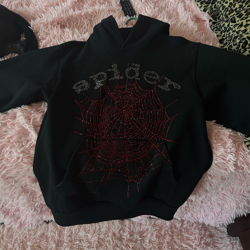 Black and red rhinestone spid3r hoodie🖤🕸️